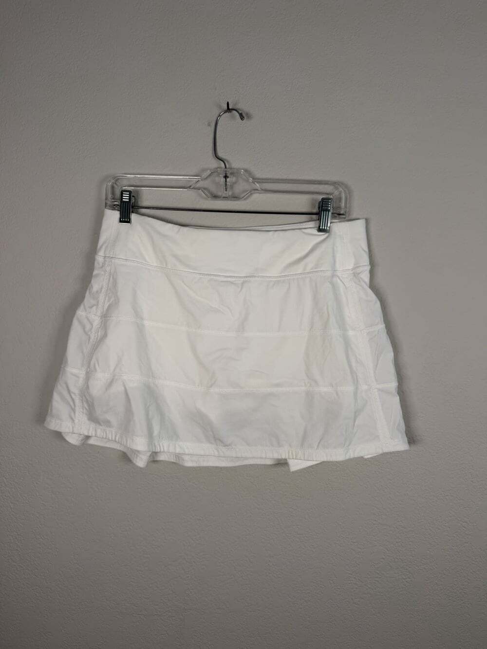 Lululemon Pace Rival Skirt Skort Women 8 White Stretch Pleated Compression Liner